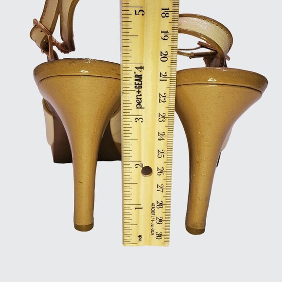 Tahari "London" Two Tone Tan Cream Patent Leather Slingback Women's Size 8.5M - Picture 4 of 15